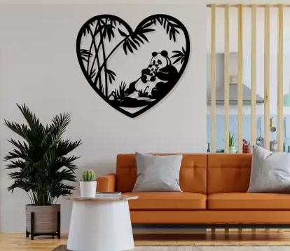 Love Panda Wall Art Wall Hanging (Black)