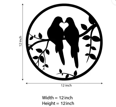 Love Birds Wall Decor Acrylic 12 inch x 12 inch