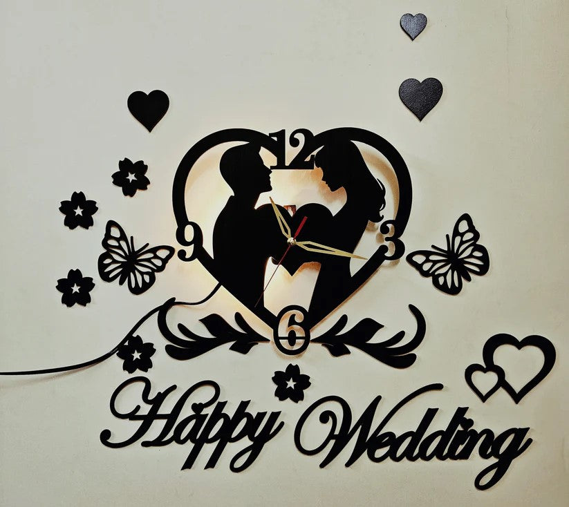 Happy Wedding Beautiful Wall Clock