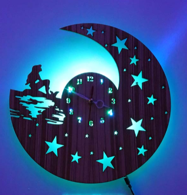 Beautiful Moon and Stars Wall Clock