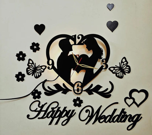 Happy Wedding Beautiful Wall Clock